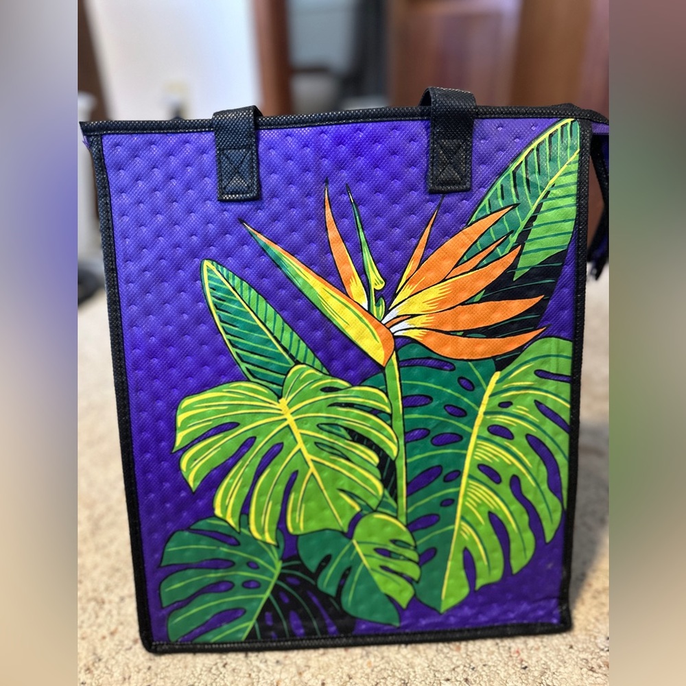 Hawaiian style print shopppng insulated bag